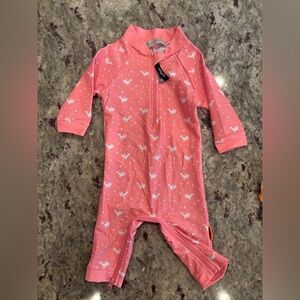 Pink Whale Print Baby Swimsuit